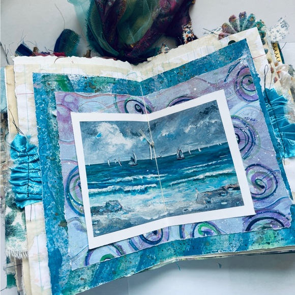 Handmade Junk Journal Marina Beach Theme Ocean Diary Journal - Picture 5 of 13